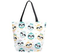Tote Bag Cute Baby Animal Stars Flower Borsa Di Tela Riutilizzabile Borsa Shopper Grande Capacità Borse A Tracolla Per Shopping Donna Scuola 40X50CM