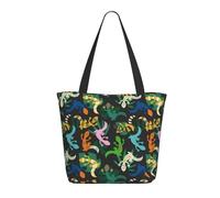 Tote bag da donna, grande a righe carino lucertola geco pianta_una borsa tote con cerniera, borsa a tracolla borse per lavoro e viaggi
