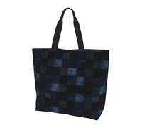 Tote Bag Dark Blue Plaid Pattern Print Donna Borsa Tote Grande Borsa A Tracolla Impermeabile Borsetta Per Spesa Lavoro Uso Quotidiano