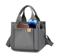 Tote Bag in tela per le donne - Borsa Shopping con maniglia - Tracolla con bretella - per donne ufficio scuola all'aperto viaggi pic-nick navetta shopping, grigio, Se référer au descriptif