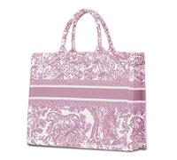 Tote bag lusso Donne cotone lino spalla Crossbody borsa grande capacità Portatile Viaggio Spiaggia Vacanze Shoping tote bag, Rosa