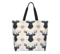 Tote Bag Patterned Wallpaper With Deer Heads Donna Borse A Mano Leggera Borsa A Tracolla Impermeabile Borsa Tote Per Viaggi Shopping Lavoro
