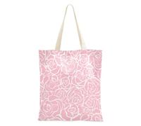 Tote Bag Tela Pesca Rosa Fiore Contemporaneo Tote Bag Con Tasche per Compleanno Iniziale Tote Bags Per Le Donne