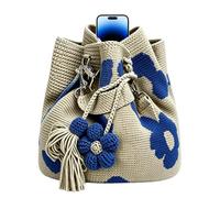Tote Bag - Tote Bag a forma di fiore lavorato a mano, con pompon e borsa a maglia, per donne, ragazze, mogli, mamme, viaggianti, bordo mare, piscina, shopping, pic-nicchi, concerto, vacanze, viola