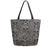 Tote Bag Vintage Baroque Style Skulls Bones Borsa Shopper Alta Qualità Borse A Tracolla Riutilizzabile Borsa Di Tela Per Lavoro Shopping Scuola 40X50CM