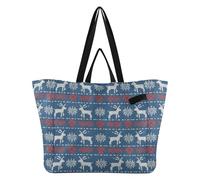 Tote Bags Tela Grande Robusto Cucina Grocery Borse Artigianato Borsa per gli Uomini Spa Doccia Necessità Natale Blu Rosso Bianco Maglia Renna
