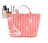Tote con righe lucide, grande borsa da vacanza impermeabile con finitura lucida, per spiaggia, per le donne, l' , i viaggi, la palestra, la scuola, l'istituto, l'ufficio, la piscina, rosa