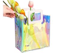 Tote olografica trasparente - Borsa regalo in PVC riutilizzabile iridescente, borsa impermeabile | Piccola tote iridescente elegante per ragazze e donne, borsa trasparente con manico per regali di