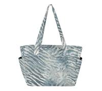 Tote Pool Bag Borse da spiaggia per viaggi quotidiani con custodia trolley blu grigio strisce zebre