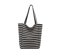 Toted Bag Borsa a tracolla alla moda Borsa a tracolla in tela a righe Hoboes Borse semplici Borse a tracolla Borsa casual da donna per lavoro Incontri College Borsa alla moda, Nero , One Size
