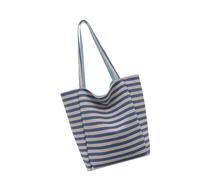 Toted Bag Borsa a tracolla alla moda Borsa a tracolla in tela a righe Hoboes Borse semplici Borse a tracolla Borsa casual da donna per lavoro Incontri College Borsa alla moda, Blu, One Size