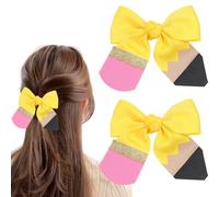 Totelux Fermagli per capelli a matita, per il rientro a scuola, fermagli a coccodrillo a matita gialla, accessori per capelli per donne e ragazze, primo giorno di scuola, benvenuto, bomboniera, 2