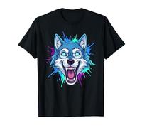 Totem da Gioco aggressivo con Testa di Cyber Wolf Blu Maglietta