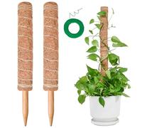 Totem di Cocco, SproutMaven Bastone per Piante da 2x40cm Allungabili, Altezza 68cm Bastoncino di Totem Palo Supporto Piante Rampicanti da Interni ed Esterni, Liane per Crescere Verso L'alto