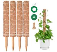 Totem di Cocco, SproutMaven Bastone per Piante da 4x40cm Allungabili, Altezza 124cm Bastoncino di Totem Palo Supporto Piante Rampicanti da Interni ed Esterni, Liane per Crescere Verso L'alto