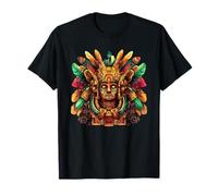 Totem Maschera Azteca piumata di Dio Sole mesoamericano Maglietta
