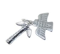 Totem Pole & Thunderbird charm in argento sterling .925 x 1 nativi americani