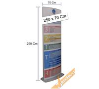 TOTEM PUBBLICITARIO BIFACCIALE DA TERRA DA INTERNO CERTIFICATO H 250 L 70 CM