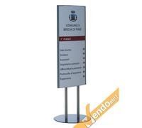 TOTEM PUBBLICITARIO ESPOSITORE DA TERRA BIFACCIALE PORTA INDICAZIONI DA ESTERNO