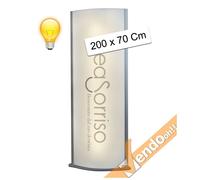 TOTEM PUBBLICITARIO RETRO ILLUMINATO COLONNA LUMINOSA BIFACCIALE LUCE INTERNA