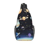 Totem rotondo bianco e nero adatto per sport, corsa, viaggi, attività all'aperto borse a tracolla uomo e donna, Saturno Giove Terra, Taglia unica, Retro