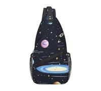 Totem rotondo bianco e nero adatto per sport, corsa, viaggi, attività all'aperto borse a tracolla uomo e donna, La famiglia solare, Taglia unica, Retro