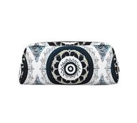 Totem rotondo bianco e nero in pelle leggera portatile con cerniera portapenne 20,5 x 5,5 x 8 cm per ufficio viaggio trucco borsa portaoggetti, Argento, Taglia unica, Portamonete