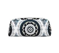 Totem rotondo bianco e nero in pelle leggera portatile con cerniera portapenne 20,5 x 5,5 x 8 cm per ufficio viaggio trucco borsa portaoggetti, Oro, Taglia unica, Portamonete