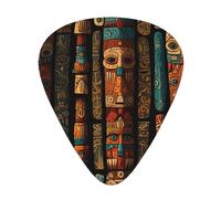 TotemRetro modello totem stampato set di plettri - 12 pezzi, sottili, medi e spessi, adatti per chitarra, basso, chitarra elettrica e ukulele