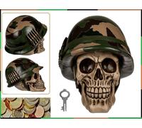 Totenkopf-Army-Spardose-Guerilla-Design-Skull-Mit-Patronengurt Ca 16x15x14cm