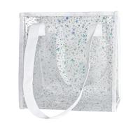 TotePrint Design a stella, borsa impermeabile in PVC, con chiusura lampo, borsa da spiaggia trasparente, unisex, misura media, 26 x 25 x 10 cm, bianco, m