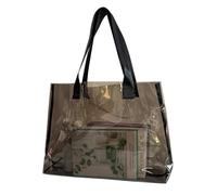 TotePrint Grande Borsa Tote Trasparente - Versatile, Impermeabile, Antimacchia, Borsa a Spalla Trasparente, Borsa a Spalla per il Lavoro, grigio., 18.89x11.81x3.94 Zoll