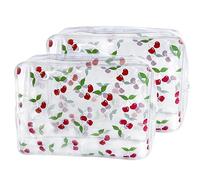 TotePrint Set di 2 beauty case trasparenti con borsa pick up frutta stampa pezzo zip 9.84 × 7.08 × 6.0 cm, Cherry Printing L-2 pezzi, Custodia da viaggio
