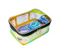 TotePrint Trousse olografiche per trucchi, trasparente, tascabile, portatile, con cerniera, iridescente, impermeabile, idea regalo per donne, festa della mamma, regalo per la mamma, Blu olografico.,
