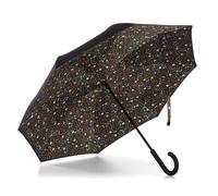 Totes Inbrella, ombrello pieghevole con chiusura inversa, grande gocce di pioggia, blu e blu navy, ecologico, taglia unica, ombrello con chiusura automatica inBrella con gancio a J, antivento e