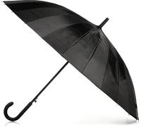 Totes Ombrello grande Eco con 24 costole con manico curvo classico gancio a J, colore nero mezzanotte, taglia unica, ombrello con apertura automatica a 24 costole e manico curvo classico gancio a J