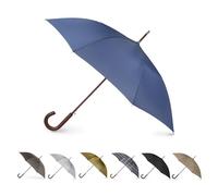 Tote's - Ombrello da uomo ecologico, con manico in legno, apertura automatica, blu, taglia unica, bastone in legno automatico, Blu, Taglia unica, Bastone di legno automatico