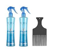 Totex Spray spray a 2 fasi | Conditioner Spray senza risciacquo | Districante per capelli secchi e danneggiati 400 ml 2 pezzi + Styler per dita (blu)