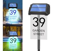 TOTHDATE Numero civico a energia solare, illuminato, 10 colori, personalizzabile, illuminato, 1200 mAh, IP65, impermeabile, per pavimenti da parete