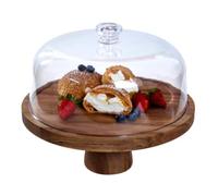 TOTIKI Alzatina per Dolci Alzata for Torta con Coperchio in Acrilico, Porta Rotondo in Legno di Acacia Dessert per Torte