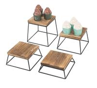 TOTIKI Alzatina per Dolci Espositore Quadrato in Legno da 4 Pezzi for Buffet di Dessert E Cupcake Pizza Dessert per Torte