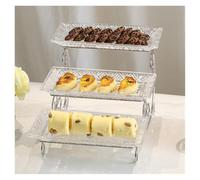 TOTIKI Alzatina per Dolci Vassoio da Buffet in Vetro A 3 Livelli con Supporto Cromato Dessert per Torte