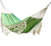 TOTIKI Amache Amache da 200x150 Cm per Altalena Esterna Amaca in Tela Ispessita con Barra di Distensione in Legno con Frange Stile Boho Amaca da Giardino(A)