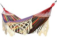 TOTIKI Amache Amache da 200x150 Cm per Altalena Esterna Amaca in Tela Ispessita con Barra di Distensione in Legno con Frange Stile Boho Amaca da Giardino(B)