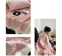 TOTIKI Coperta Coperta Casual in Velluto di Latte Calda Trapuntata Invernale Bifacciale for Divano Plaid Divano(Pink,150x220cm)