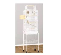 TOTIKI Gabbia Uccelli Gabbia per Uccelli da 36 Pollici Apri E Chiudi Gioca A Trespolo Supporto per Volo Superiore per Porte Laterali per Nidi per con Rimovibile Decorazione Casa(White)