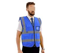 TOTIKI Gilet Catarifrangente Giubbotti Riflettenti Alta visibilità for la Corsa Notturna, la Corsa all'aperto, Il Ciclismo, Il Giubbotto di Sicurezza da Lavoro Giubbotto di Sicurezza(Blue,3XL)
