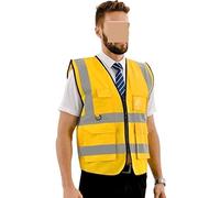 TOTIKI Gilet Catarifrangente Giubbotti Riflettenti Alta visibilità for la Corsa Notturna, la Corsa all'aperto, Il Ciclismo, Il Giubbotto di Sicurezza da Lavoro Giubbotto di Sicurezza(Yellow,XL)