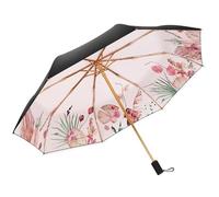 TOTIKI Ombrello Ombrello da Sole A Doppia Protezione Solare A Doppio Strato Pieghevole Portatile in Vinile A Uso per Pioggia E Femminile Ombrelli Viaggio(Pink)