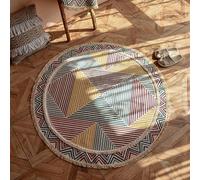 TOTIKI Zerbini Domestico Tappeto Bohémien Rotondo, Tessuto A Mano in Cotone E Lino, Tappetino Marocchino Zerbino Ingresso(D,150cm(4.9ft))